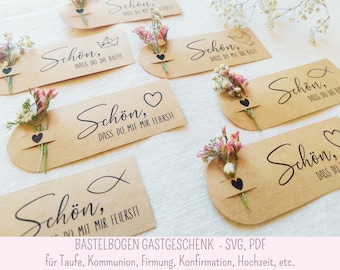 GUEST GIFT Print template craft sheet A4 - SVG PDF Baptism, Communion, Confirmation, Wedding, Birthday party, commercial use