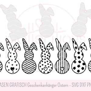 Hasen Plotterdatei Laserdatei schlicht grafisch  Ostern SVG DXF PNG Geschenkanhänger Karte Osterdekoration Ostergeschenk gewerbliche Nutzung