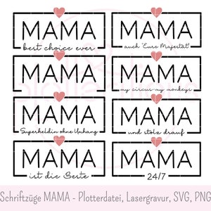 Pacote Lettering MAMA - Dia das Mães, arquivo plotter, gravação a laser, SVG, PNG, uso comercial, presente, obrigado