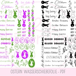 CANDLE TATTOO Waterslide EASTER - PDF, colored and black and white