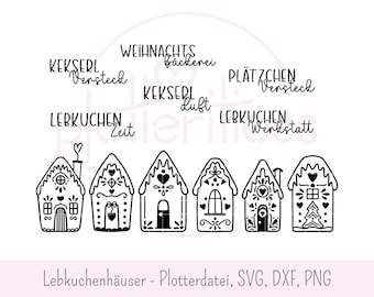 Lebkuchenhäuser Bundle - Plotterdatei, SVG, DXF, PNG, kommerzielle Nutzung, Lebkuchendorf, Lebkuchenzeit, Fensterbild, Advent, Weihnachten