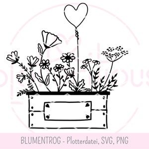 BLUMENTROG - Plotterdatei SVG, PNG, Textfeld, Blumenkasten, Hochbeet, Blumenkisterl, Garten, Gärtner, Wiesenblumen