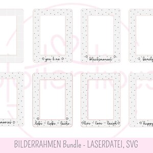 BILDERRAHMEN Bundle - Laserdatei, SVG, kommerziell, zum Aufhängen und Aufstellen, Glücksmoment, happy, family, memories, lebe liebe lache
