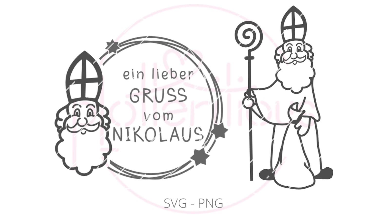Nikolo Plotterdatei Bundle SVG PNG heiliger Nikolaus, lieber Gruß vom Nikolaus, kommerzielle