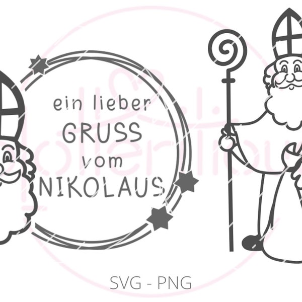 Nikolo Plotterdatei Bundle SVG PNG - heiliger Nikolaus, lieber Gruß vom Nikolaus, kommerzielle Nutzung