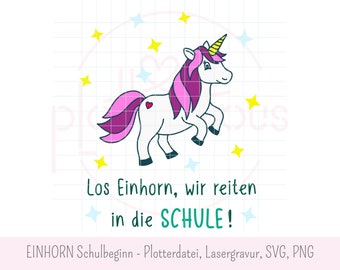 Eenhoorn terug naar school - Plotterbestand, lasergravering, SVG, PNG, schoolinschrijving, school, terug naar school, scholier, schoolkegel, commercieel gebruik