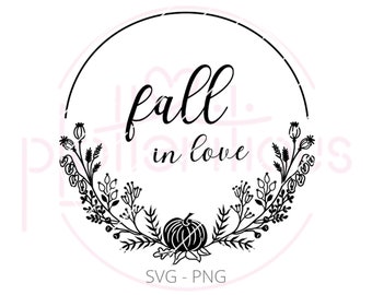 Autumn wreath bundle - plotter file, SVG, PNG, fall in love, cuddle time, welcome, home sweet home, floral, round