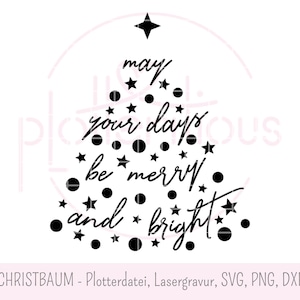 Christmas tree plotter file laser engraving SVG DXF PNG Christmas tree fir tree Christmas decoration sayings Christmas commercial use