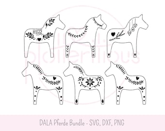 Dala Horses Bundle - Plotter file, laser engraving, SVG, DXF, PNG, Scandinavian Christmas, Swedish Dala horse, hygge, commercial use