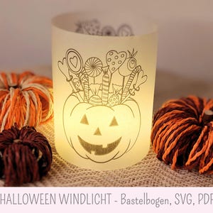 HALLOWEEN WINDLICHT - Bastelbogen, svg, pdf, print and cut, Halloweendekoration, Tischdekoration, kommerzielle Nutzung, Laterne, kommerziell