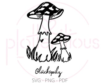 Lucky Mushroom Plotter File - SVG, PNG, PDF, Fly Agaric, Children, New Year's Eve, Lucky Charm, Autumn, New Year's, Waterslide Decal, Decoration, DIY