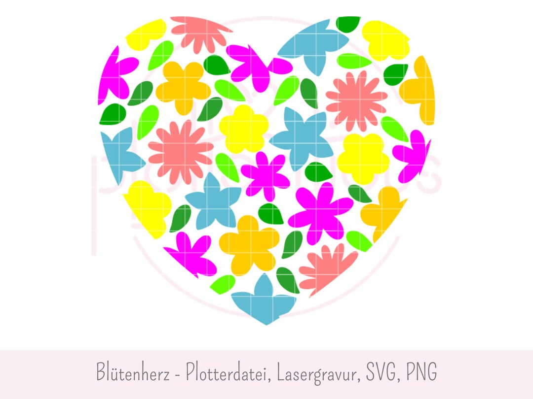 Flower Heart - Plotter File Laser Engraving SVG PNG Flowers Spring ...