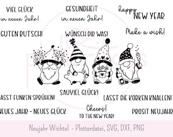 New Year's Elf Bundle - Plotter file, SVG DXF PNG, New Year's Eve, New Year's Eve, Happy New Year, Sayings, Comic, Commercial use