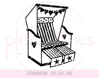 Strandstoel - plotterbestand, SVG, DXF, PNG, zomer, vakantie, strand, zee, maritiem, ontspanning