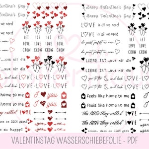 KERZENTATTOO VALENTINSTAG 2 Stück Wasserschiebefolie farbig und schwarz-weiß - pdf Vorlage A4, Liebe, Verlobung, Hochzeit, DIY Dekoration