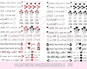 CANDLE TATTOO VALENTINE'S DAY 2 stuks waterdiafilm gekleurd en zwart-wit - pdf-sjabloon A4, liefde, verloving, bruiloft, doe-het-zelf decoratie