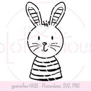 CONEJITO rayado - archivo de trazador, SVG, PNG, conejito de Pascua, conejito marítimo, motivo infantil, conejito