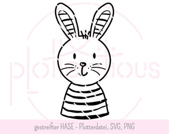 striped RABBIT - plotter file, SVG, PNG, Easter bunny, maritime bunny, children's motif, bunny