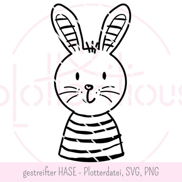 striped RABBIT - plotter file, SVG, PNG, Easter bunny, maritime bunny, children's motif, bunny