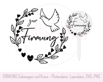 VOOR BEVESTIGING-plotterbestand, laserbestand, svg, png, caketopper, krans, commercieel gebruik, duif, christelijke viering, cadeau
