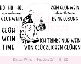 Mulled wine gnome - plotter file, bundle, SVG, DXF, PNG, laser engraving, Christmas, gnome, dwarf, punch, winter, punch stand, commercial