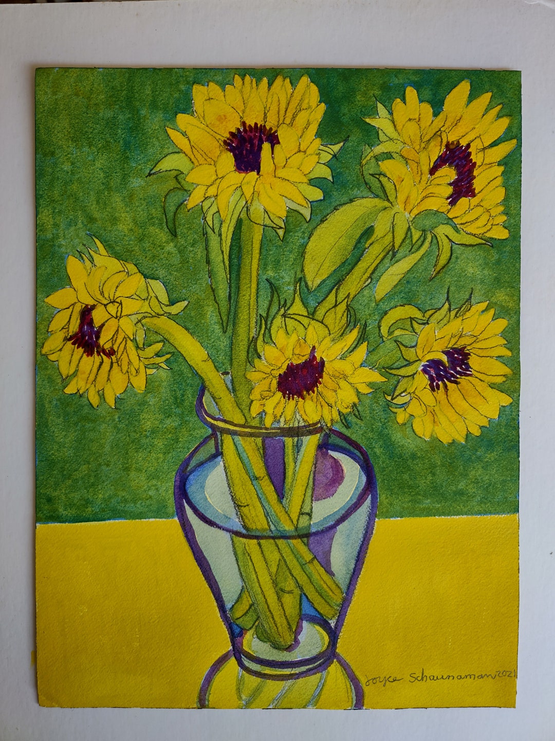 Sunflowers in a Vase - Etsy