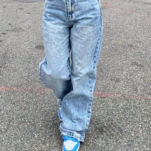 Low Rise Jeans Women Baggy Jeans New Fashion Straight Leg - Etsy