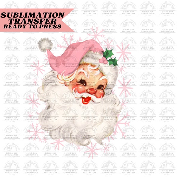 Vintage Pink Santa Claus, Ready to Press sublimation print, Easy Subl, Christmas Sublimation Transfer, Retro Pink Santa Claus