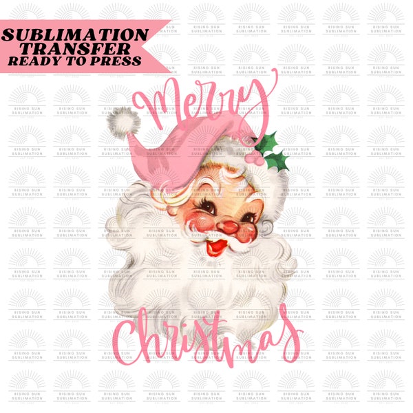 Vintage Pink Santa Claus, Ready to Press sublimation print, Easy Subl, Christmas Sublimation Transfer, Retro Pink Santa Claus