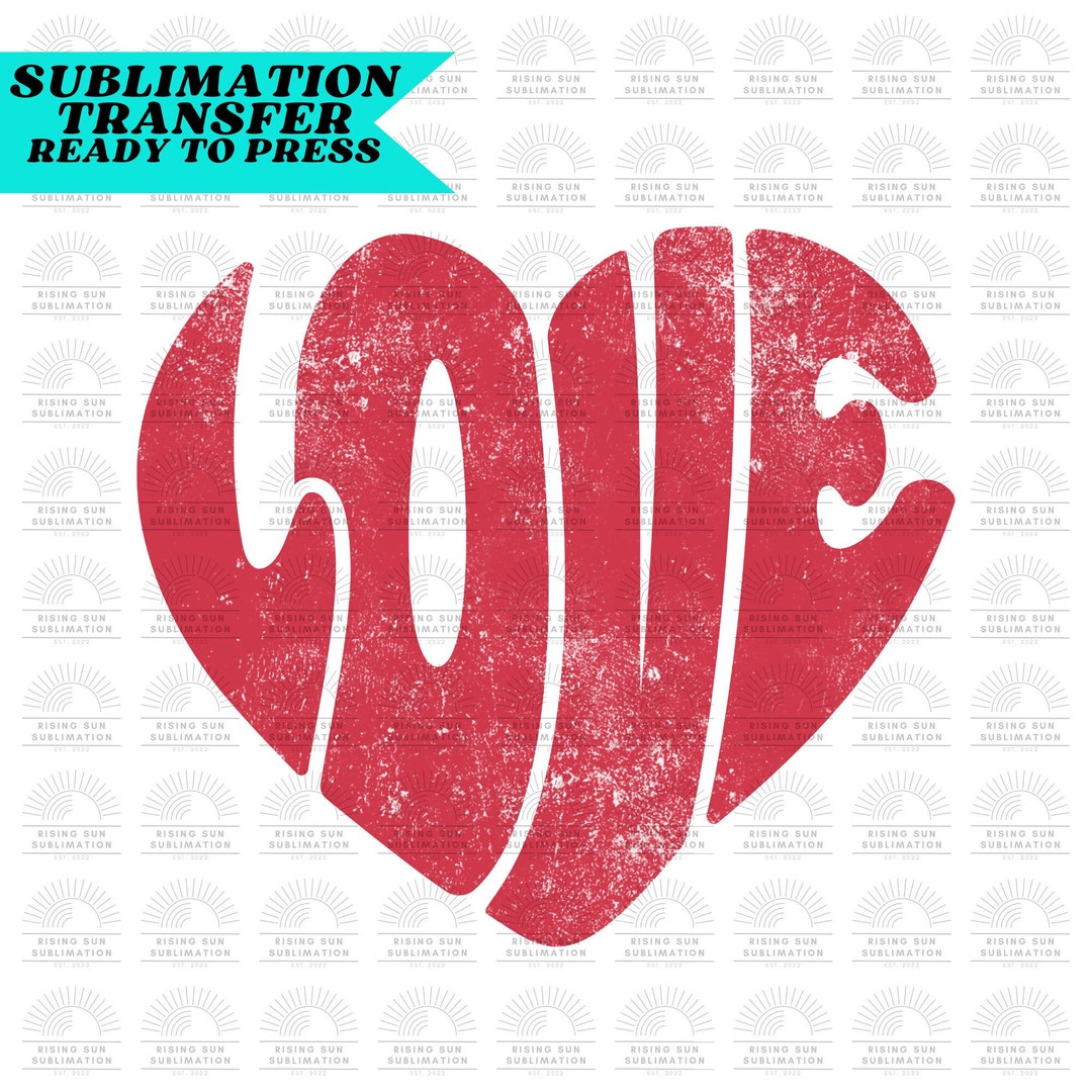 Retro Love Heart Design Ready to Press Sublimation Print - Etsy