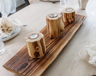 Live Edge Rustic Wood Riser, Farmhouse Decor, Kitchen Decor Stand, Wood Pedestal, Christmas Gift, Housewarming Gift, Decorative Centerpiece