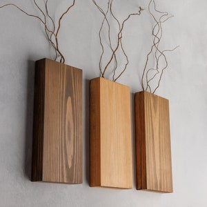 Wooden Wall Pocket Vase | Wooden Wall Vase | Wall Planter Vase | Rustic Wood Wall Hanging Vase For Dried Flowers