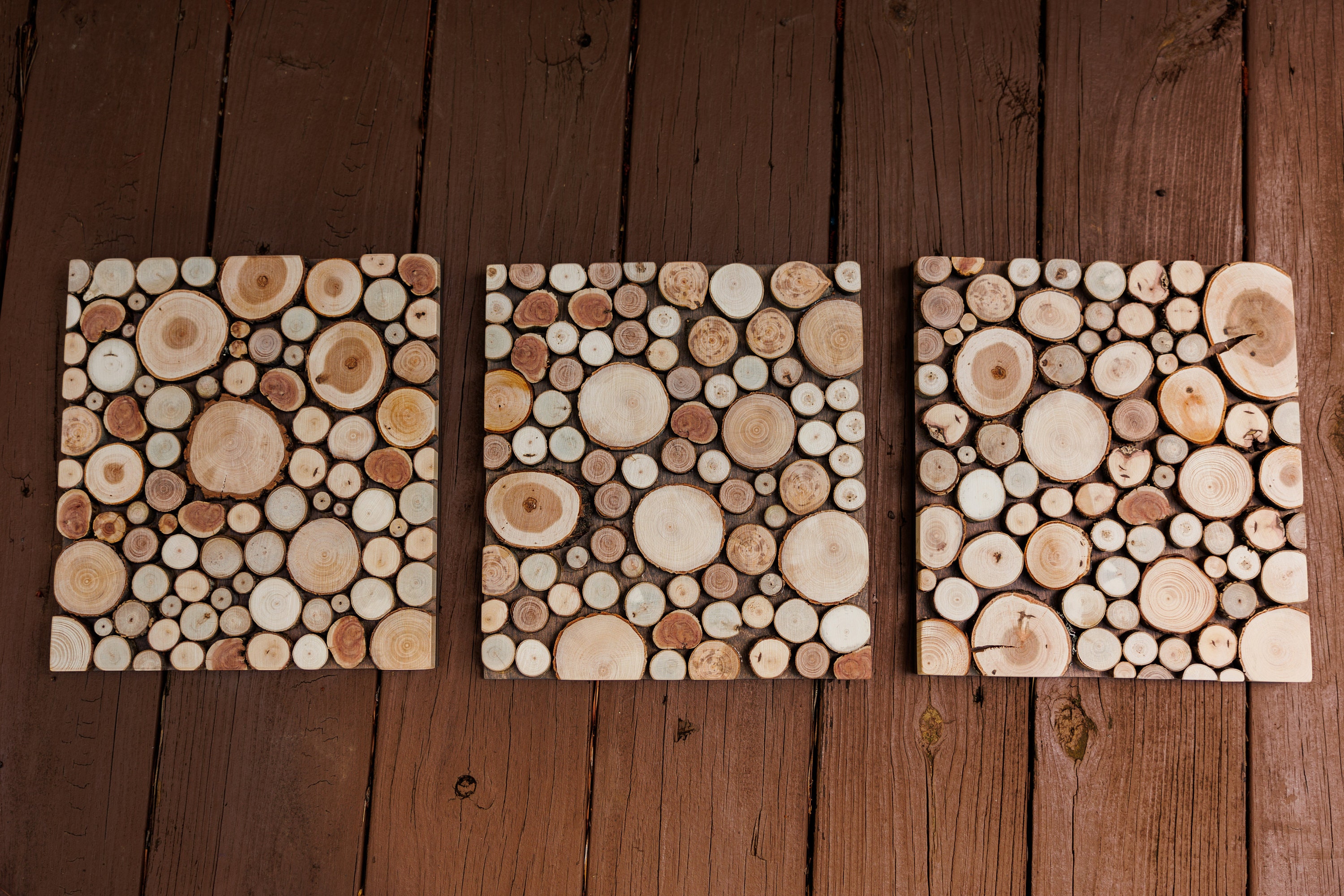 Rustic wooden slices picture - wood slices mosaic - natural wooden eco –  GeniusesOfWood