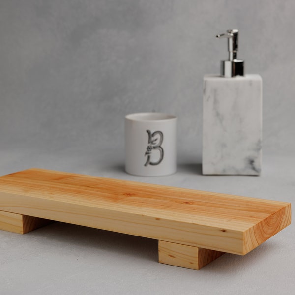 Wood Riser 12"x4" Cypress Wood Tray, Decorative Tray, Candle Riser, Display Riser Stand, Bathroom Soap Holder, Wood Pedestal, Kitchen Riser