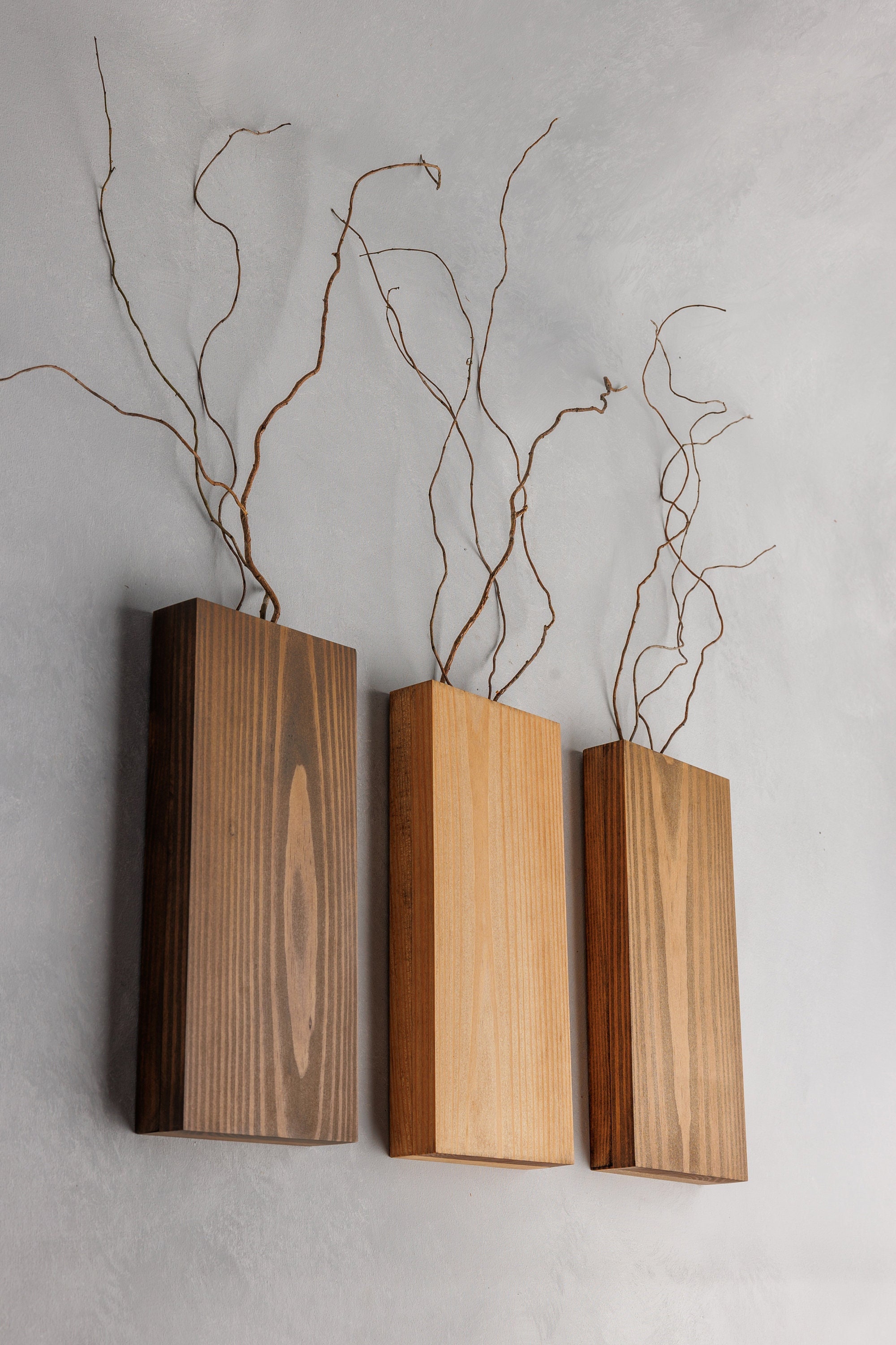 Wooden Wall Pocket Vase Wooden Wall Vase Wall Planter Vase Etsy