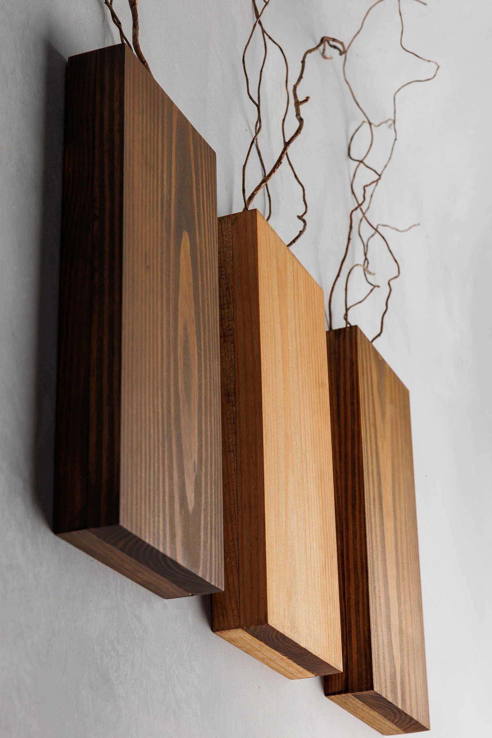 Wooden Wall Pocket Vase Wooden Wall Vase Wall Planter Vase Rustic Wood