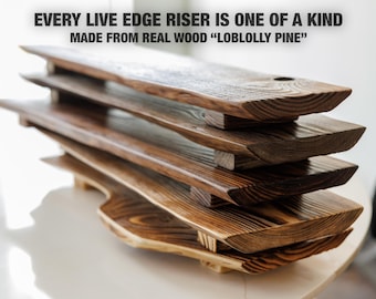 Live Edge Rustic Wood Riser, Farmhouse Decor, Kitchen Decor Stand, Wood Pedestal, Christmas Gift, Housewarming Gift, Decorative Centerpiece