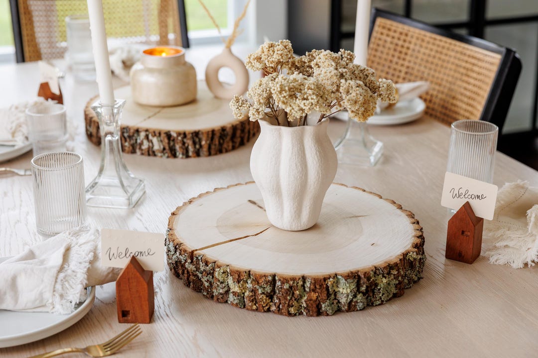 Wood Cake Stand, Large Wood Cookies, Wedding Table Decor, Table ...