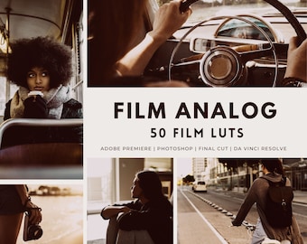 50 Analog Film LUTs | Premiere Pro, DaVinci Resolve, Final Cut, Photoshop, Video Presets, Video Filter, Cinematic Video, Vintage Luts