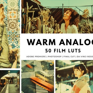 50 WARM ANALOG Film LUTs Pack for Color Grading | Video Filters, Video Editing | Premiere Pro, DaVinci Resolve,Final Cut, Cinematic Lut