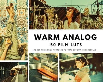 50 WARM ANALOG Film LUTs Pack for Color Grading | Video Filters, Video Editing | Premiere Pro, DaVinci Resolve,Final Cut, Cinematic Lut
