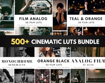 500 Professional Cinematic Film LUTs Pack Color Grading | Video Presets, Video Filters | Premiere Pro, Da Vinci, Final Cut, Video Editing