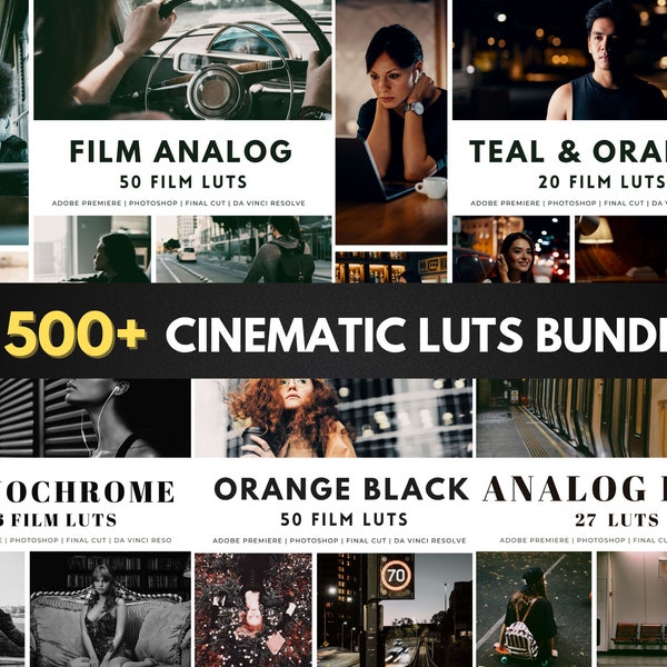 500 Pack de LUT de films cinématographiques professionnels Étalonnage des couleurs | Préréglages vidéo, filtres vidéo | Premiere Pro, Da Vinci, Final Cut, montage vidéo
