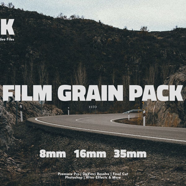 30 Professional 4K Film Grain Video & Textures Pack | 8mm, 16mm, 35mm Grain Video Overlays | Analog Film, Retro Film, Cinematic Film