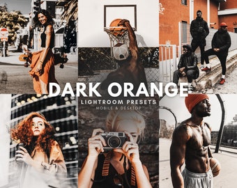 20 Orange Dark Lightroom Presets Mobile & Desktop Presets | Moody Presets, instagram Presets, Black Presets, iPhone Presets, Mobile Presets