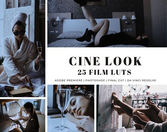 25 Cinematic Film Look LUTs | Video Editing Color Grading Presets (Digital Download)