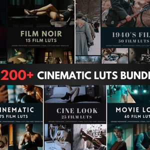 200 Professional Cinematic Film LUTs Pack Color Grading | Video Presets, Video Filters | Premiere Pro, Da Vinci, Final Cut, Video Editing