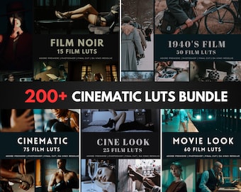 200 Professional Cinematic Film LUTs Pack Color Grading | Video Presets, Video Filters | Premiere Pro, Da Vinci, Final Cut, Video Editing