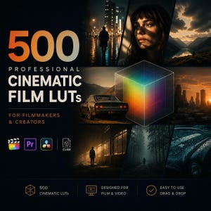 Pacote com mais de 500 LUTs cinematográficas | Predefinições de correção de cor para vídeo (Download digital)
