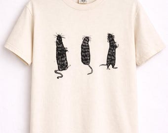 Hand printed rat Shirt: Block print Tee